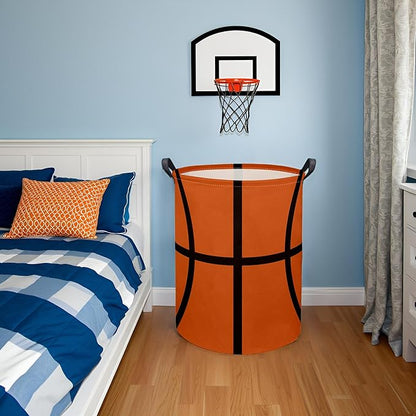 HIYAGON Basketball Kids Laundry hamper Baby Hamper for Nursery Boy and Girl Kids Cute Kids Toys Storage Bin Organizer Basketball Room Decor for Home(Basketball Pattern)