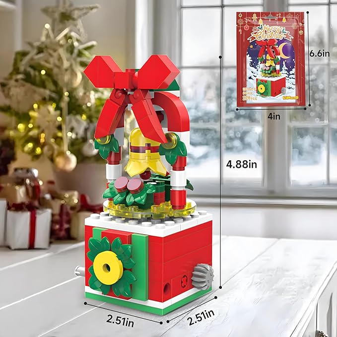 Christmas Building Blocks Sets Rotating Christmas Bells Building Sets for Kids 2024 Christmas Kits Small Xmas Building Brick Toys Gifts for Adults Teens Kids Girls Boys Ages 6+(134PCS Small Size)