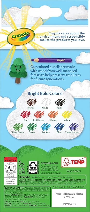 Crayola 68-4012 Colored Pencils, 12-Count, Assorted Colors (Pack of 6)