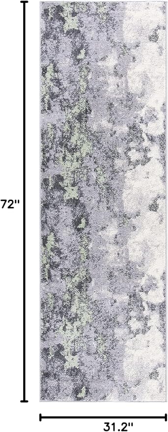 SAFAVIEH Adirondack Collection Runner Rug - 2'6" x 6', Green & Grey, Modern Abstract Design, Non-Shedding & Easy Care, Ideal for High Traffic Areas in Living Room, Bedroom (ADR134F)