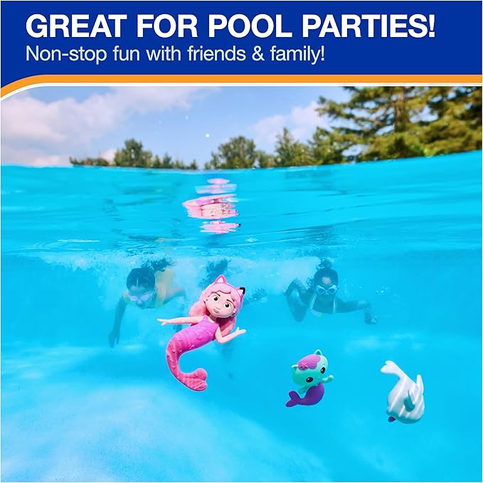 SwimWays Gabby's Dollhouse Dive Characters 3-Pack, Swimming Pool Accessories & Kids Pool Toys, Pool Party Supplies & Water Toys for Kids Aged 5 & Up