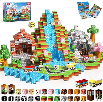 Magneverse 200 PCS 0.8in Magnetic Blocks - Magnet Toys & Magnetic Building Blocks Cubes, Stacking Magnets, STEM Toys for School Acitivities, Birthday Gifts for Boys Age 3+ Years Old (Theme: Forests)