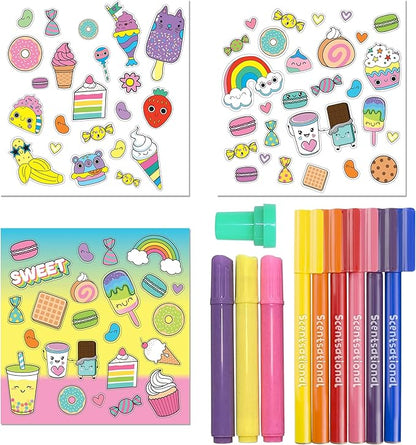 Hinkler Kaleidoscope: Sweet Treats Coloring & Activity Kit - Kids Cute Dessert Themed Coloring Book w/Scented Stationery & Stickers, Ages 6+