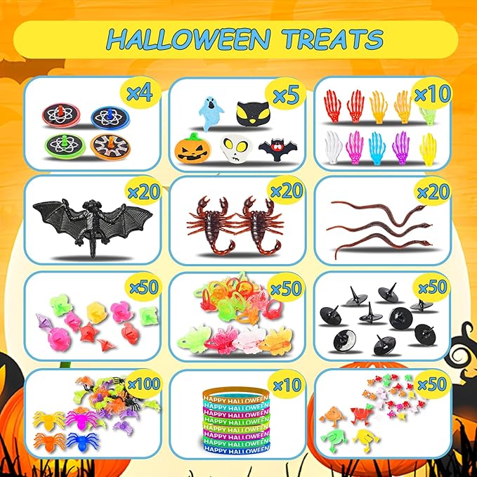 600 Pcs Halloween Party Favors for Kids, Fidget Toys Bulk, Prizes for Kids, Halloween Toys Treats Gifts, Carnival Treasure Classroom Prizes Box, Goodie Bag Stuffers, Party Toy Supplies