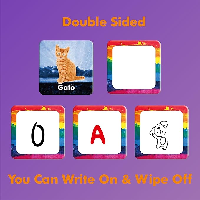 Hebayy 36 Pairs Animal Matching Game, 72PCS Spanish Flashcards 36 Designs Memory Cards Educational Learning Toys for Preschool 4 5 6 Years Old (Each Measures 2” X 2”)