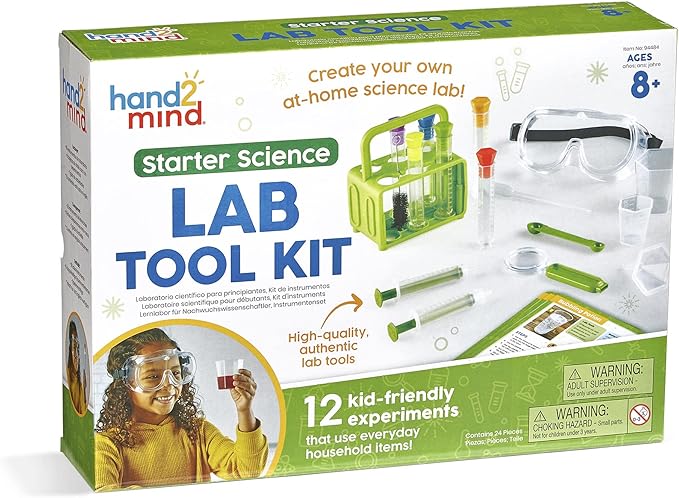 hand2mind Starter Science Lab Tool Set, Science Lab for Kids, Science Supplies, Kids Science Experiments, Science Kits for Kids, Chemistry Set, Educational Science Kits, Science for Kids (12 Tools)