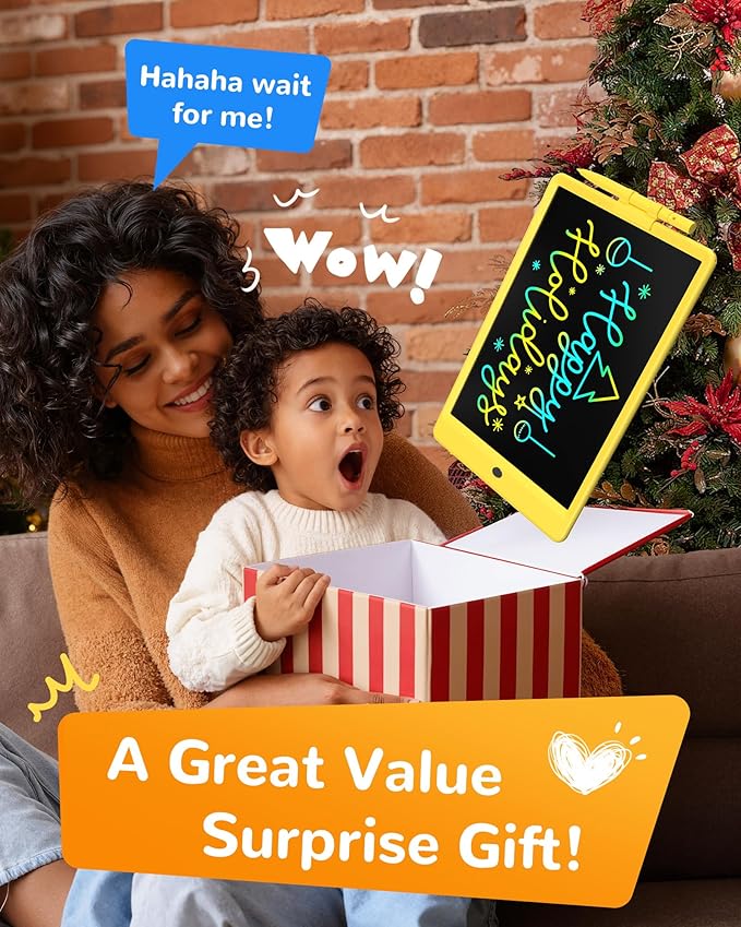 KOKODI LCD Writing Tablet, 10 Inch Colorful Doodle Board Drawing Tablet, Erasable Reusable Electronic Drawing Pads, Educational and Learning Toy for 3-6 Years Old Boy and Girls