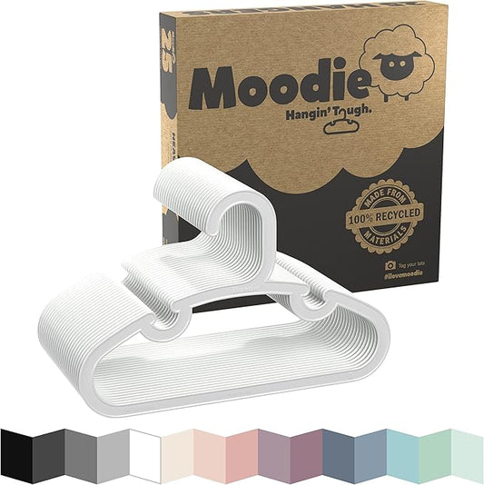 Recycled Plastic Kids Hangers | 13.5" Heavy Duty Kids Clothes Hangers | Bulk Pack Childrens Hangers, Large Child Hangers | Toddler Hangers (2-12yrs | 25 Pack, White)