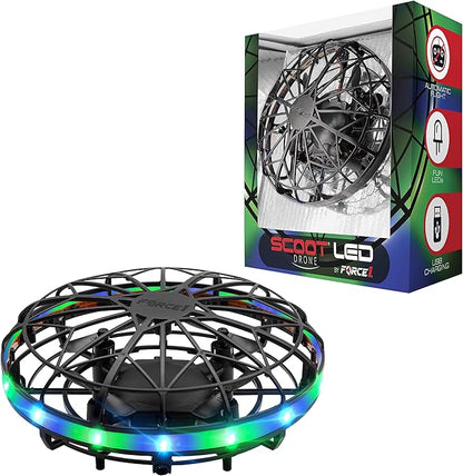 Force1 Scoot LED Hand Operated Drone for Kids or Adults - Hands Free Motion Sensor Mini Drones, Easy Indoor Flying Orb Ball Small UFO Toy for Boys and Girls (Green/Blue)