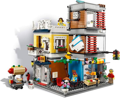 LEGO Creator 3 in 1 Townhouse Pet Shop & Café 31097 Toy Store Building Set with Bank, Town Playset with a Toy Tram, Animal Figures and Minifigures (969 Pieces)