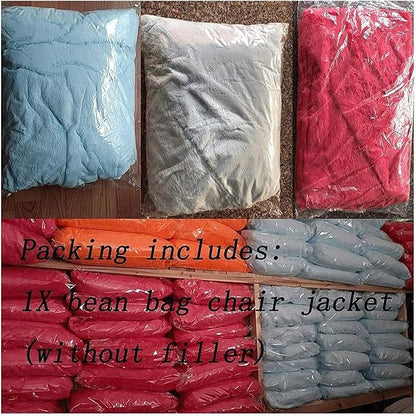 Giant Fur Bean Bag Cover (Cover only, no Filler) Living Room Furniture Big Round Soft and Fluffy Artificial Fur Bean Bag Lazy Sofa Bed Cover (6FT+New Light Gray)