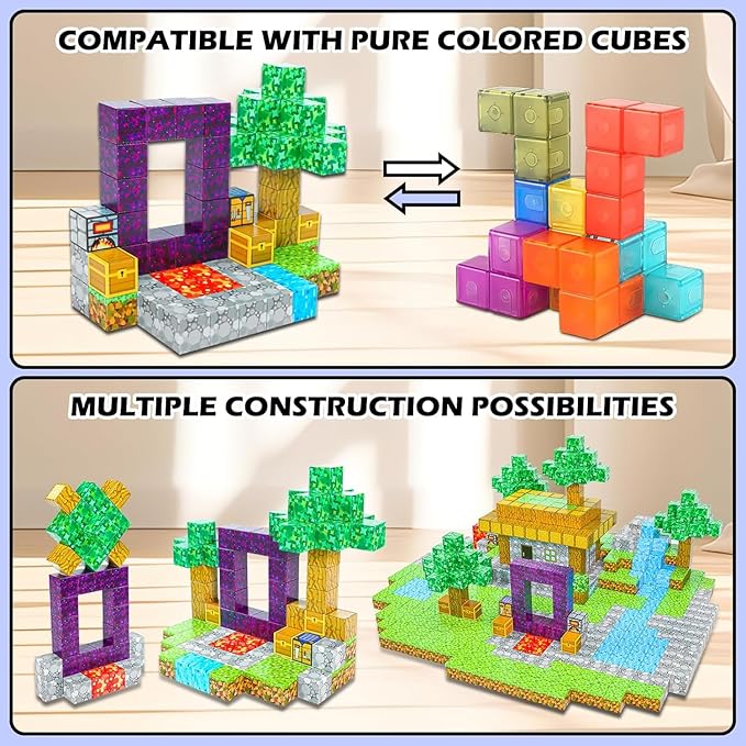Kid Odyssey Magnetic Blocks - Mine Magnet Portal World Set, Magnetic Tiles Building Toys for Boys & Girl, Magnetic Montessori Toys Gifts for 3+ Years Kids