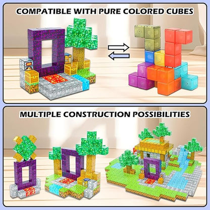 Kid Odyssey Magnetic Blocks - Mine Magnet Portal World Set, Magnetic Tiles Building Toys for Boys & Girl, Magnetic Montessori Toys Gifts for 3+ Years Kids