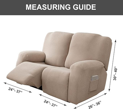 Genina Recliner Loveseat Cover Stretch Couch Covers Sofa slipcover for 2 Seat Reclining Couch Thick Jacquard Furniture Protector (Taupe)