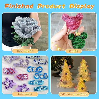 ZXIIXZ 100 Pcs Pipe Cleaners, Glitter Pipe Cleaners Craft Supplies, Creative Craft Pipe Cleaners Bulk for Art DIY Crafts Decorations/Glitter Silver