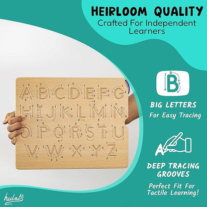 Learn to Write - Number & Letter Tracing Boards with Direction Arrows - Wooden Alphabet Learning Montessori Toys 4+ Year Old Toddler Writing Tools Beginner Preschool Classroom Must Haves