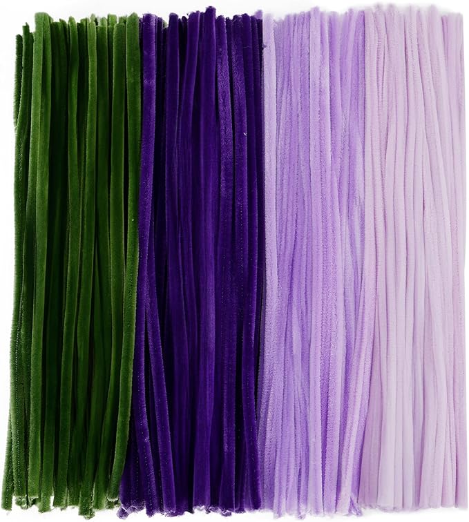 Caydo 200 Pieces Purple Pipe Cleaners Craft Chenille Stems for DIY Art Creative Crafts Party Easter Decorations (12 Inch x 6 mm)