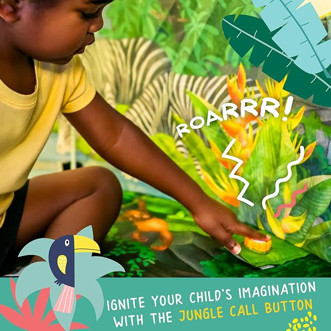 W&O Jungle Adventure Play Tent with Lifelike Animal Sounds - Captivating Pop Up Tent for Boys & Girls - Perfect for Indoor & Outdoor Adventures