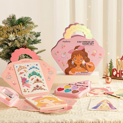 Mideer 4 in 1 Art Craft Kits for Kids, Princess Dress Up Game Set with Diamond Painting & Scratch Paper Art, Paper Fantasy Makeup Activity Art Craft Kits for Girls Age 3 4 5 6 7 8