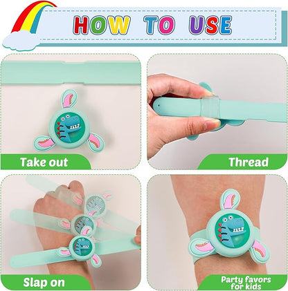 Valentines Day Gifts for Kids, 24 Pack LED Light Up Fidget Spinner Slap Bracelets with Valentines Cards for Kids Classroom School Exchange, Party Favors for Kids 4-8-12 Glow in the Dark Party Supplies