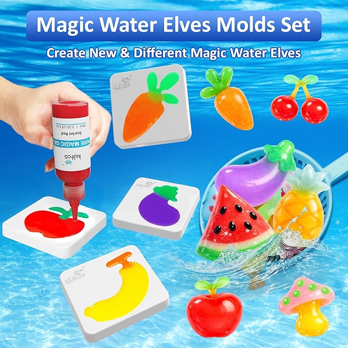 Kiditos Magic Water Elf Powder Refill 5 Packs+Fruit Mold Set