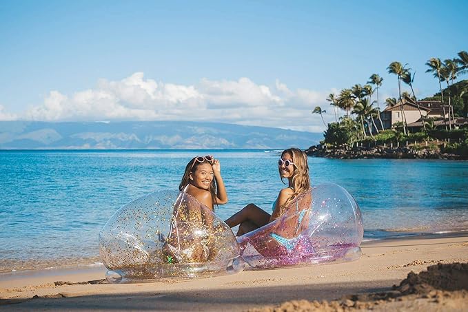 Air Candy Inflatable Glitter Chair - Filled with 6mm Holographic Color Changing Gold Glitter - Made with Strong PVC That Will Hold up to 250 lbs. Perfect for Indoor or Outdoor use!
