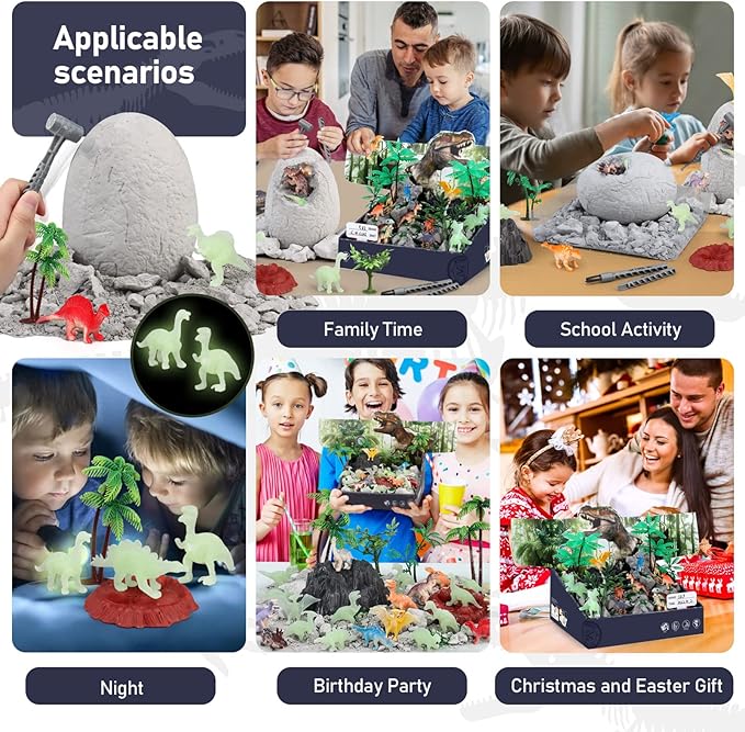 Jumbo Dino Eggs Dig Kit, Dinosaur Toys for Kids 5-7 8-12, 2 Dinosaur Eggs Excavation with Digging Tools, Educational STEM Toys for Boys Girls Birthday, Christmas, Easter Gift