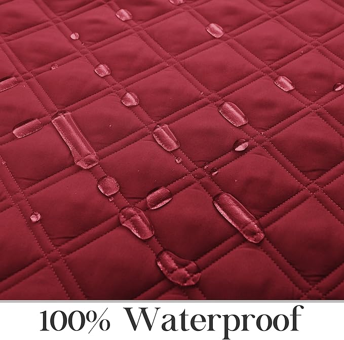 TOMORO Non-Slip Oversized Recliner Cover, 100% Waterproof Quilted Recliner Chair Slipcover Furniture Protector with Pockets, Washable Couch Cover with Elastic Straps for Kids and Pets