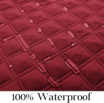 TOMORO Non-Slip Oversized Recliner Cover, 100% Waterproof Quilted Recliner Chair Slipcover Furniture Protector with Pockets, Washable Couch Cover with Elastic Straps for Kids and Pets