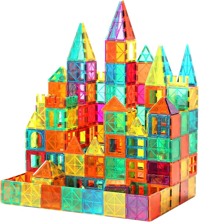 Magnetic Tiles, 64 PCS Magnetic Building Blocks, Magnets Building Set, STEM Toys for Kids Boys and Girls Creative and Inspirational