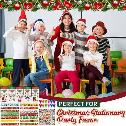 246 Pcs Christmas Party Supplies, Including Christmas Slap Bracelets Bulk Christmas Stamps Christmas Stickers for Christmas Party Favors Supplies Xmas Goodie Bags Stuffers Christmas Classroom Prize