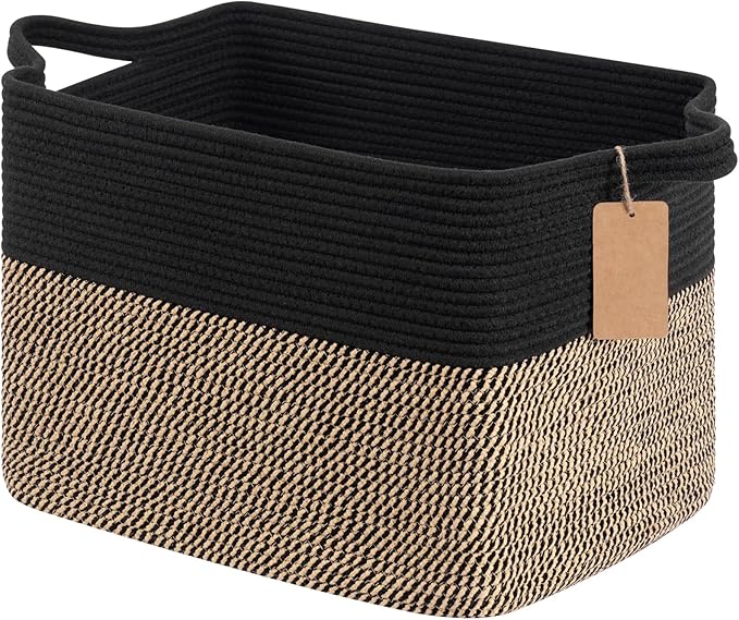 Goodpick Woven Storage Baskets for Organizing, 18" x 14" x 12" Wicker Laundry Basket for Shoes,Towel, Blanket Basket for Living Room, Toy Baskets Storage Kids with Handles