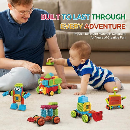 Contixo STEM & STEAM Building Toys, ST6 100-Piece Bristle Shape 3D Tiles Set - Educational Construction Blocks, Creative Stacking & Learning Toy for Kids Ages 3-8