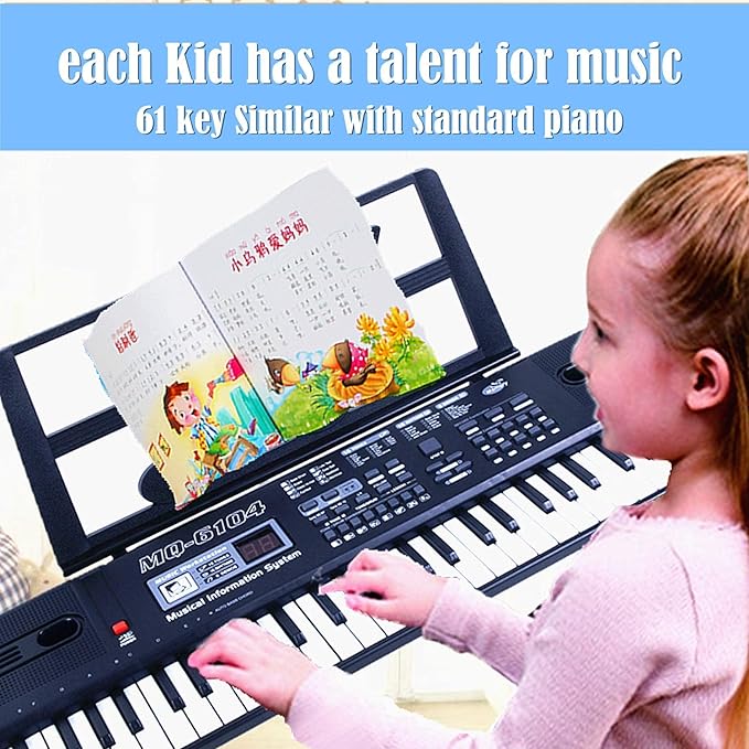 SEMART keyboard Piano Digital electric piano portable electronic music keyboard 61 key toy for kids beginner children toddler musical instruments w/microphone stand USB christmas Birthday gift