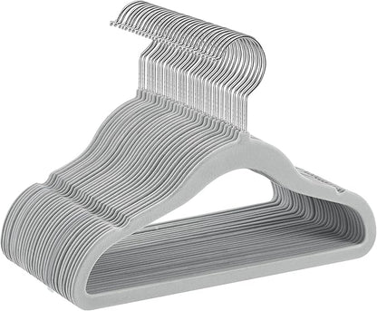 SONGMICS Baby Hangers 30 Pack, Kids Hangers for Closet, 11.8 x 8.1 Inches, Silver 360° Swivel Hooks, Space-Saving Clothes Hangers, Velvet Hangers for Nursery, Non-Slip, Dove Gray UCRF027G30