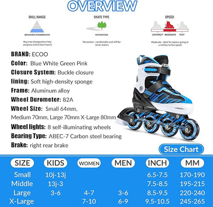 Adjustable Inline Skates Boys and Girls Ages 5-8 8-12 with Light up Wheels，Roller Skates for Kids Ages 4-12, Teen Skates for Beginner Outdoor and Indoor