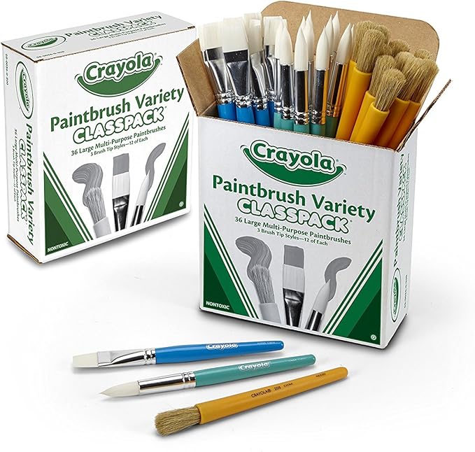 Crayola Paintbrush Variety Classpack, School Supplies, 36 Large Paint Brushes For Kids, Assorted