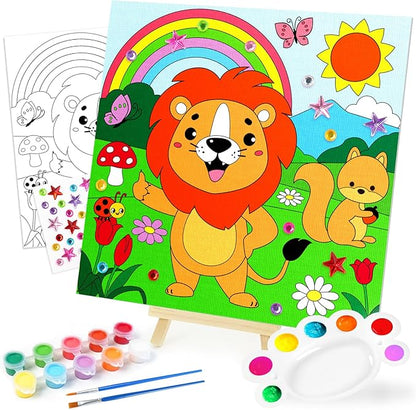 pigipigi Acrylic Paint Set Activity for Kids, Easter Basket Stuffers Art Craft Paints Gifts for Girls Boys Party Favor Games DIY Supplies, Valentine's Day Gifts for Kids