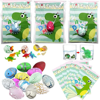 Valentines Day Gifts for Kids, 30 Pack Valentines Cards with Dinosaur Egg Hatching Bulk, Funny Dino Eggs Valentine Exchange Cards for Girls Boys Class School Classroom Party Favors