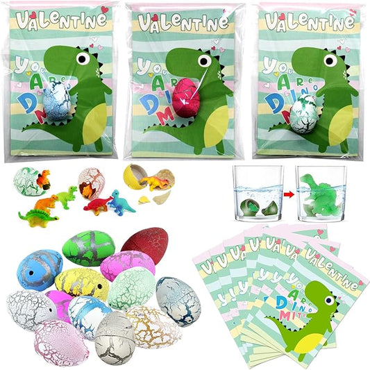 Valentines Day Gifts for Kids, 30 Pack Valentines Cards with Dinosaur Egg Hatching Bulk, Funny Dino Eggs Valentine Exchange Cards for Girls Boys Class School Classroom Party Favors