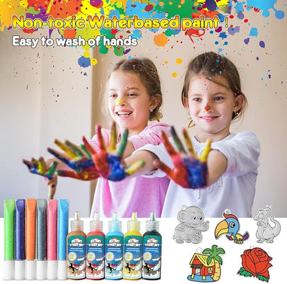 CAPKIT 36Pcs Suncatcher Kits for Kids, Window Art Kids Crafts, 11 Paints for Creative DIY, Arts and Crafts Gift for Kids Children 4-8