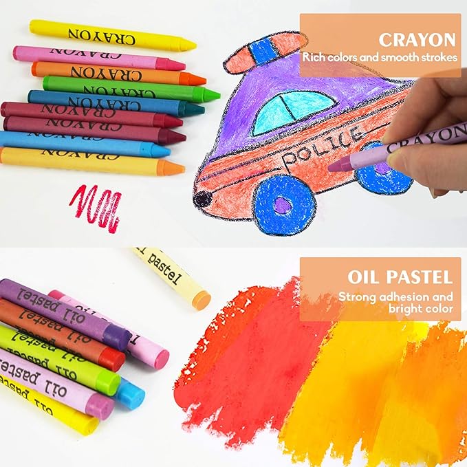 KIDDYCOLOR 211pcs Kids Art Supplies, Portable Painting & Drawing Art Kit for Kids with Oil Pastels, Crayons, Colored Pencils, Markers, Double Sided Trifold Easel Art Set for Girls Boys Teens 3-12