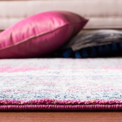 SAFAVIEH Evoke Collection 2'2" x 7' Fuchsia / Navy EVK250R Oriental Medallion Distressed Non-Shedding Living Room Entryway Foyer Hallway Bedroom Runner Rug