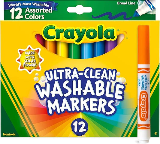 Crayola Broad Line Markers (12ct), Washable Markers for Kids, Arts & Crafts Supplies, Coloring Markers, Gifts for Kids & Toddlers, 3+