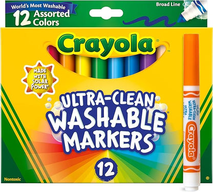 Crayola Broad Line Markers (12ct), Washable Markers for Kids, Arts & Crafts Supplies, Coloring Markers, Gifts for Kids & Toddlers, 3+