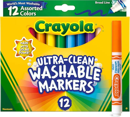 Crayola Broad Line Markers (12ct), Washable Markers for Kids, Arts & Crafts Supplies, Coloring Markers, Gifts for Kids & Toddlers, 3+