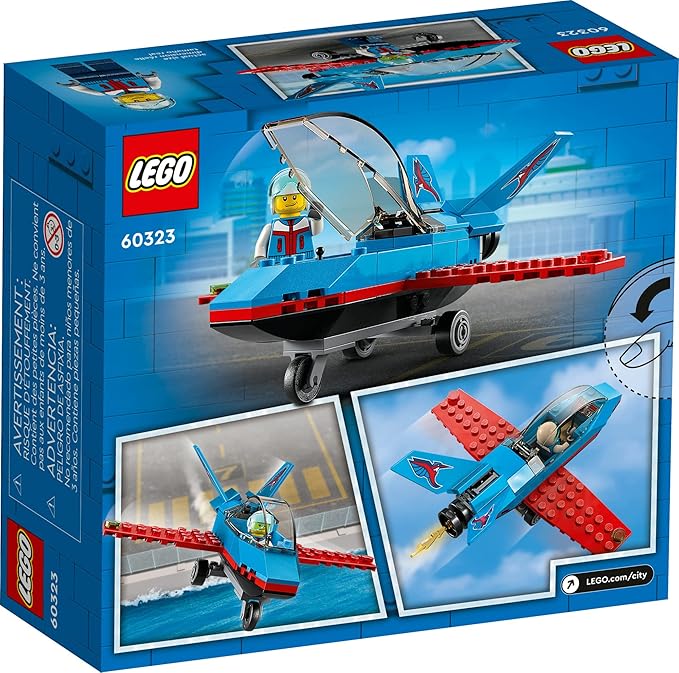 LEGO City Great Vehicles Stunt Plane 60323 Jet Airplane Toy, 2022 Building Set, Gifts for Kids, Boys and Girls 5 Plus Years Old with Pilot Minifigure
