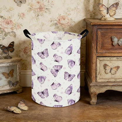Butterfly Baby Laundry Basket,Nursery Hamper,Kids Dirty Clothes Hamper,Toys Storage Bin Organizer,Girl Room Decor(Cute Butterfly)