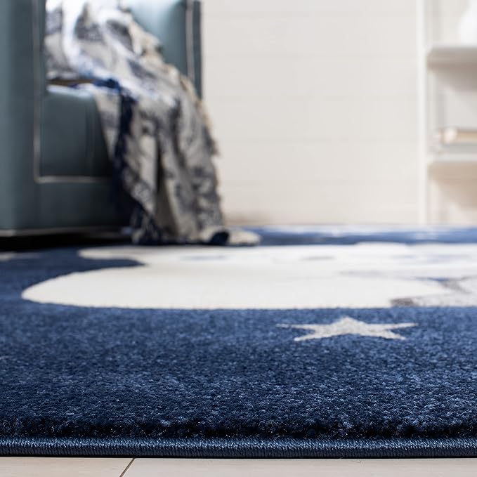 SAFAVIEH Carousel Kids Collection Runner Rug - 2' x 8', Navy & Grey, Koala Design, Non-Shedding & Easy Care, Ideal for High Traffic Areas for Boys & Girls in Playroom, Nursery, Bedroom (CRK195N)