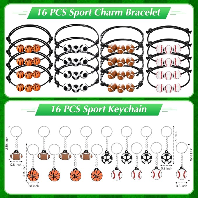 Aoriher 162 Pcs Sport Party Favors, Sport Party Gift Bag Fillers Foam Sports Balls Tattoo Stickers Keychains Sticker Charm Bracelets Sport Wristband Pull Back Cars for Party Supplies
